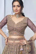 Purple Heavy Embroidered Bridal Lehenga with Mirror & Zari Detailing KSR
