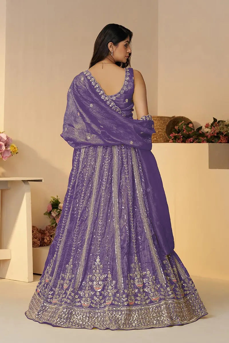 Purple Jimmy Choo Embroidered Lehenga Set KSR