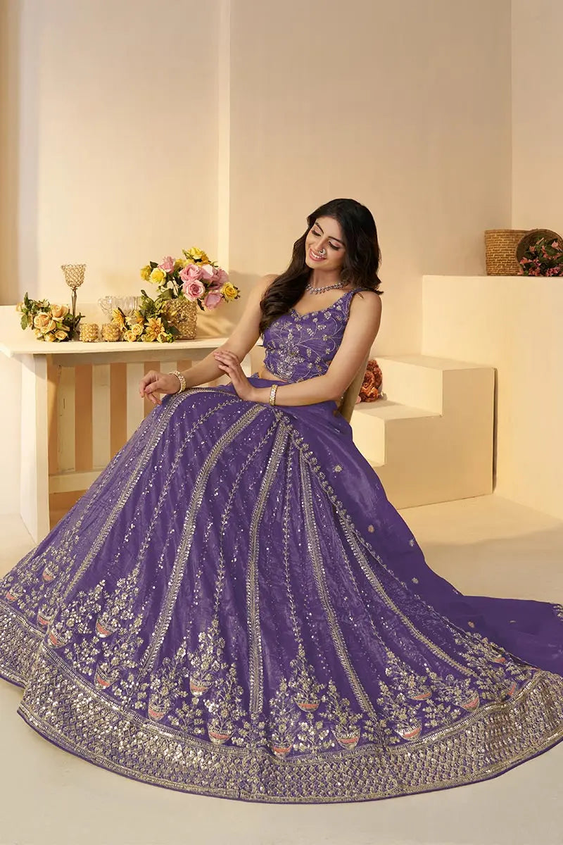 Purple Jimmy Choo Embroidered Lehenga Set KSR