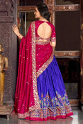 Purple & Pink Embroidered Silk Lehenga Set with Zari Detailing RTI