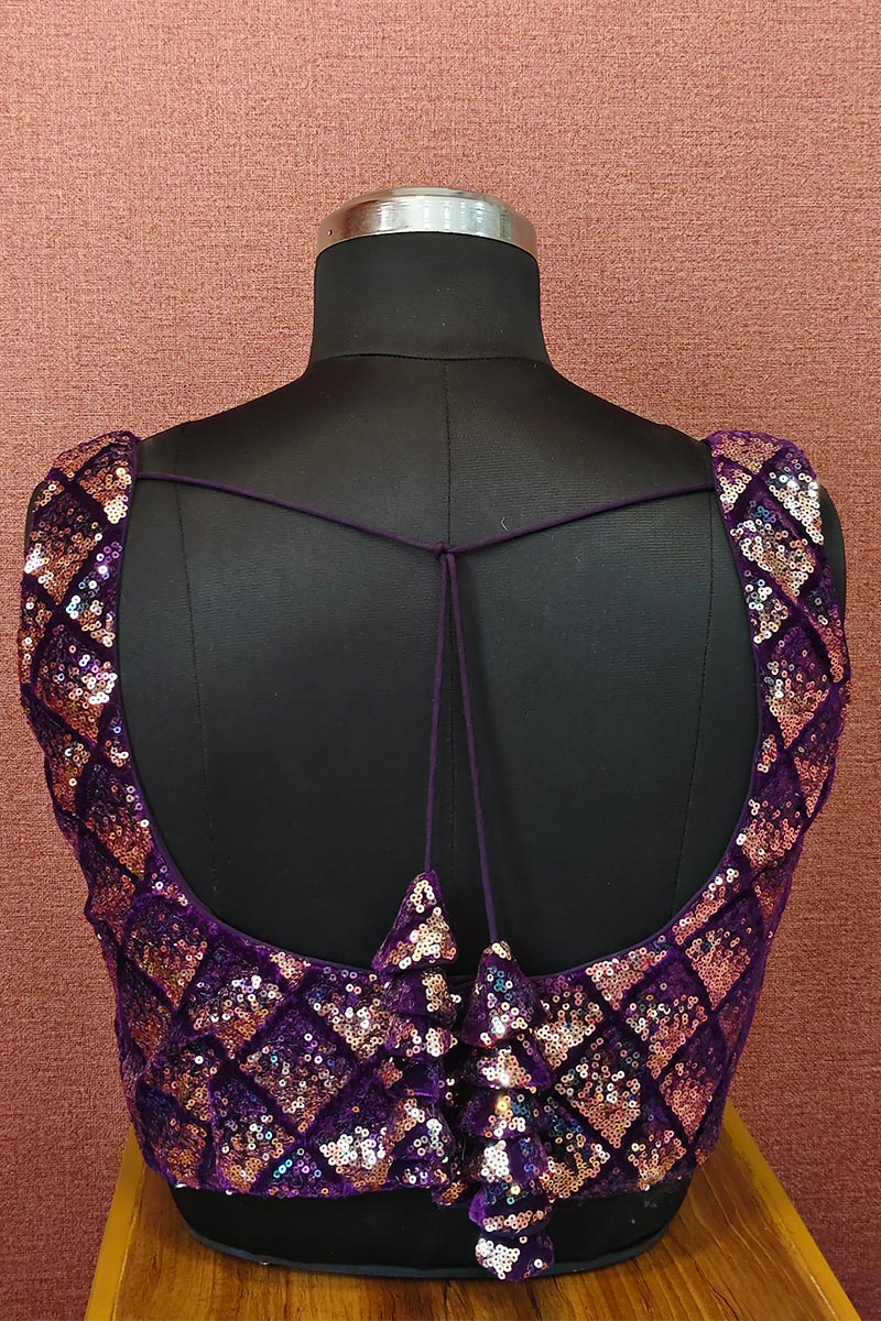 Purple Sequins Silk Cotton Ready-Made Blouse – Jumki & Tikki Work RB