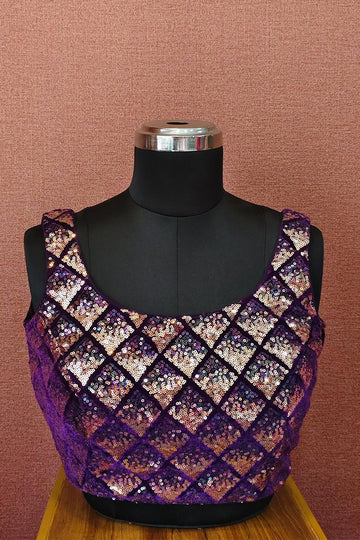 Purple Sequins Silk Cotton Ready-Made Blouse – Jumki & Tikki Work RB
