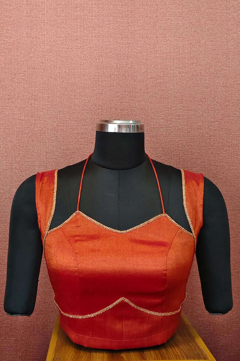 Designer Copper Red Paisley Embroidered Choli | Traditional Ethnic Blouse RB