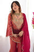 Pink Heavy Simar Silk Embroidered Sharara Suit Set with Dupatta RTI