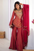 Pink Heavy Simar Silk Embroidered Sharara Suit Set with Dupatta RTI