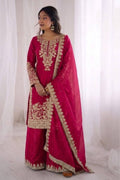 Premium Pink GMY Silk Salwar Suit UK | Heavy Embroidered Sequin & Moti Work Kurta Set with Dupatta RTI