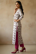 White Cotton Printed Kurti for Women – Elegant Straight Fit PR