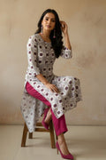 White Cotton Printed Kurti for Women – Elegant Straight Fit PR