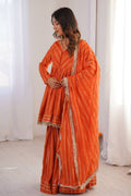 Orange Mal Chanderi Mirror Work Sharara Suit with Dupatta (Copy) RTI