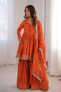 Orange Mal Chanderi Mirror Work Sharara Suit with Dupatta (Copy) RTI