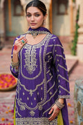 Purple Chinon Embroidered Kurta with Green Palazzo Suit Set & Dupatta RTI