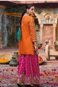 Orange Chinon Embroidered Kurta with Pink Palazzo Suit Set & Dupatta RTI