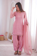 Blush Pink Crunchy Silk Ready-Made Salwar Suit Set with Dupatta RTI