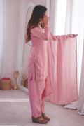 Blush Pink Crunchy Silk Ready-Made Salwar Suit Set with Dupatta RTI