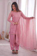 Blush Pink Crunchy Silk Ready-Made Salwar Suit Set with Dupatta RTI
