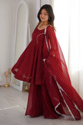 Maroon Crunchy Silk Ready-Made Salwar Suit Set with Dupatta RTI