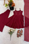 Maroon Crunchy Silk Ready-Made Salwar Suit Set with Dupatta RTI