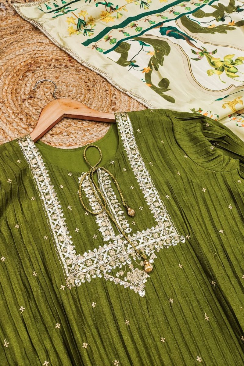 Embroidered Palazzo Salwar Suit in Pista Green-Perfect for festive RTI