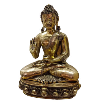 Radiant Brass Medicine Buddha Statue | Handcrafted Buddhist Idol from India INDIGO ETHNICS