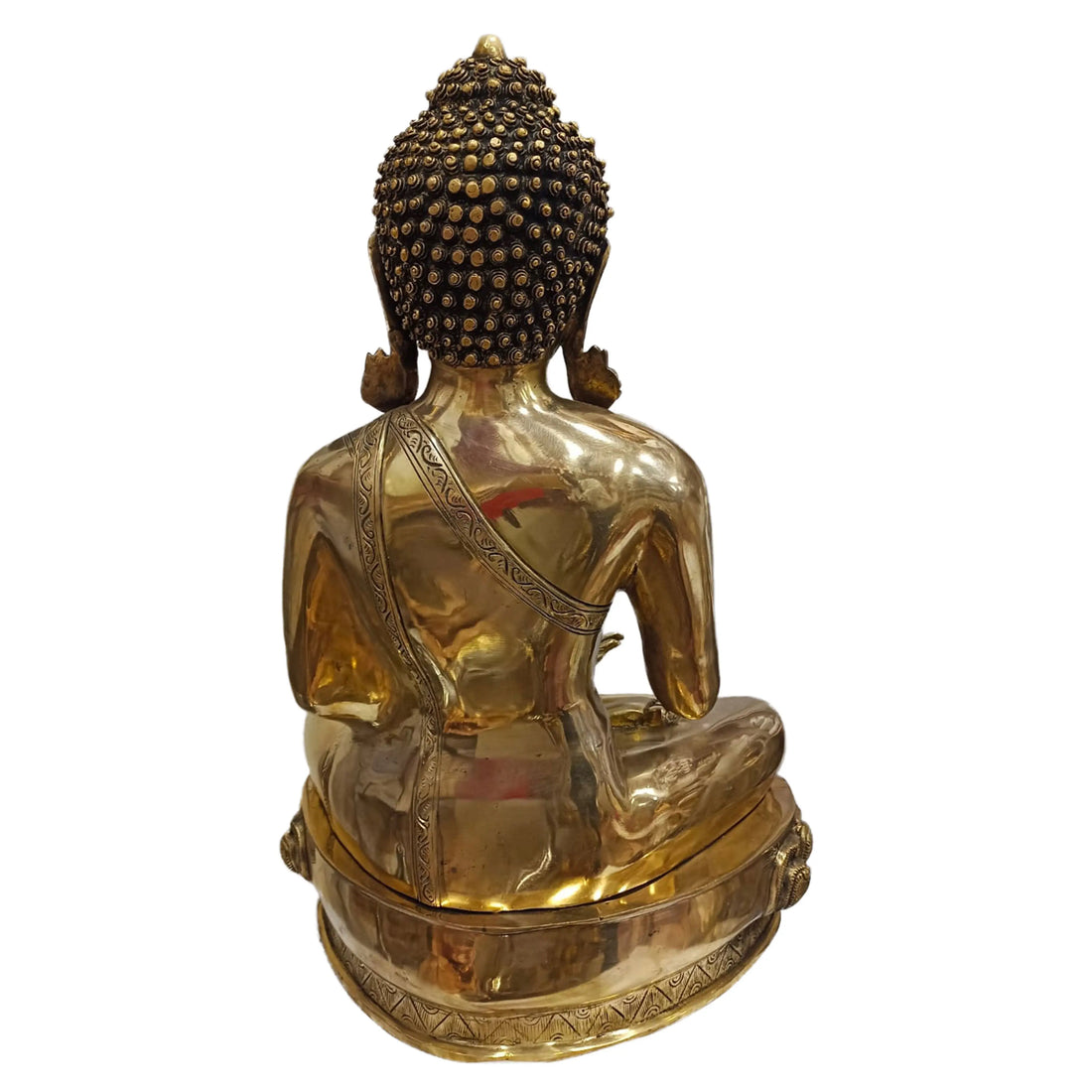 Radiant Brass Medicine Buddha Statue | Handcrafted Buddhist Idol from India INDIGO ETHNICS