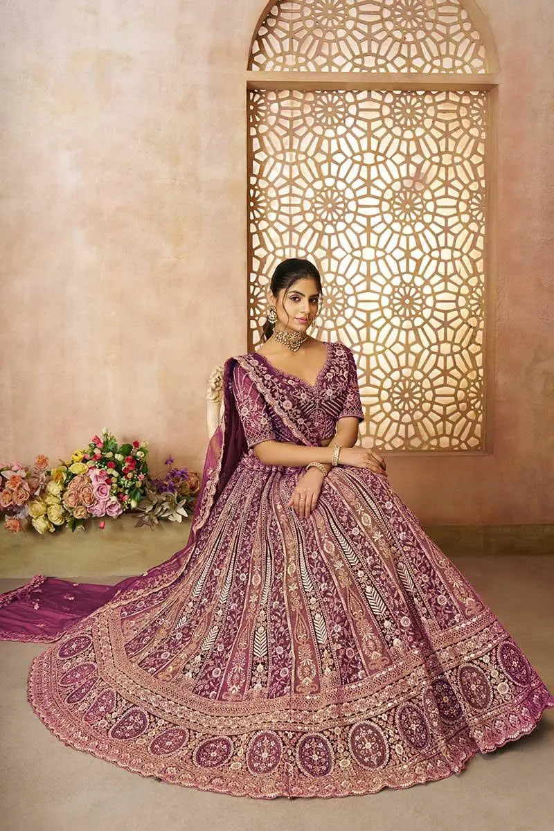 Radiant Purple Bridal Lehenga with Elegant Detailing KSR