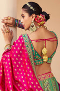 Rama Green Banarasi Silk Bridal Lehenga with Zari & Mirror Work VA