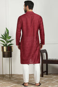 Red Jacquard Kurta for Men – Festive & Formal Wear KSF