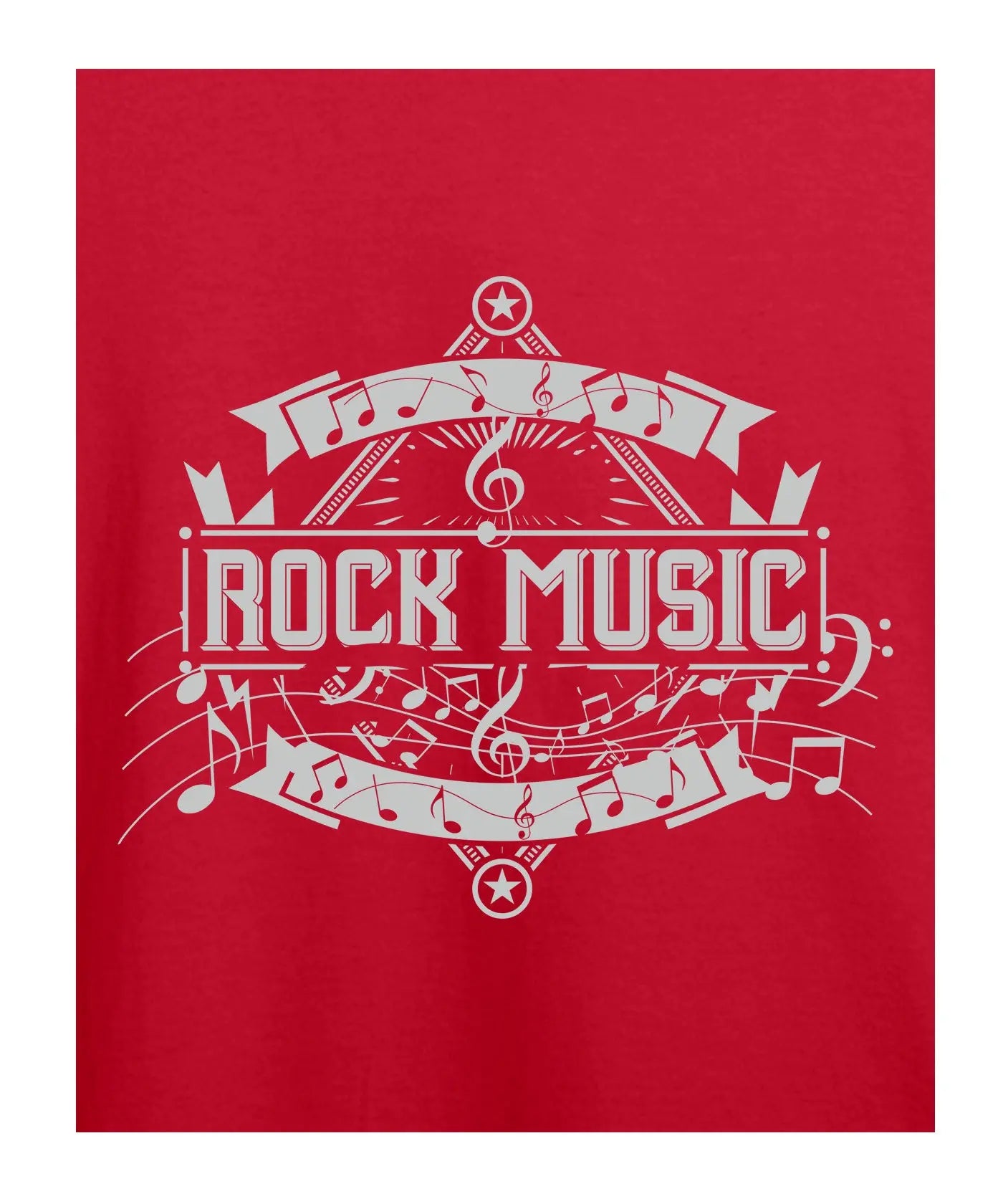 "Rock Music" Printed T-Shirt – Premium Round Neck - Red - 100% Cotton Offbeat