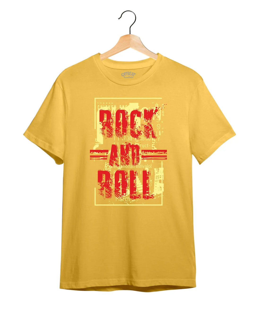 "Rock and Roll" Printed T-Shirt – Premium Round Neck - Minion Yellow - 100% Cotton Offbeat