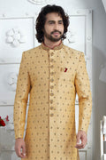 Golden Embroidered Sherwani for Men – Wedding & Party wear SOU
