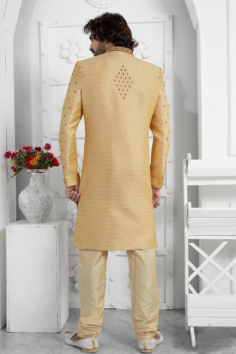 Golden Embroidered Sherwani for Men – Wedding & Party wear SOU