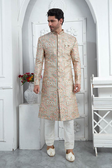 Multi color Hand Embroidered Festive & party wear Sherwani for Men SOU