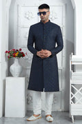Traditional Blue Thread Work Sherwani for Men | Festive Special SOU