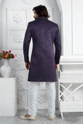 Ethnic Purple Embroidered Sherwani for Men – Festive & Occasion Wear SOU