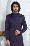 Ethnic Purple Embroidered Sherwani for Men – Festive & Occasion Wear SOU