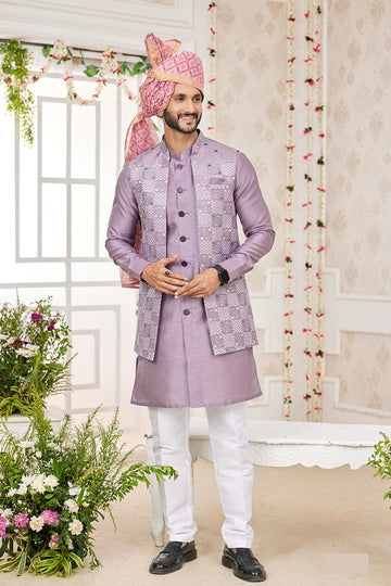 Ensembles Kurta en mousseline à imprimé Ajrakh rouge avec broderies artisanales