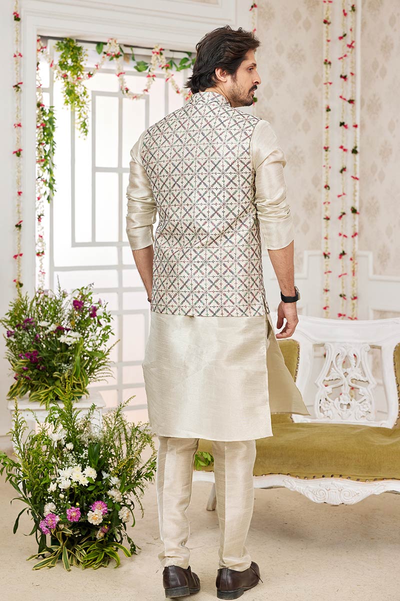 Pista Green Kurta Pajama Set with Nehru Jacket
