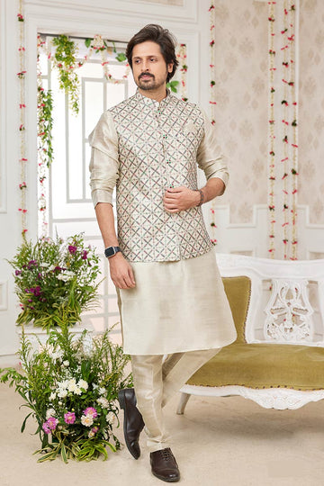 Pista Green Kurta Pajama Set with Nehru Jacket