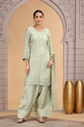 Green Satin Silk Beads Work Indian Suit – Stylish Salwar Kameez for Women SOU