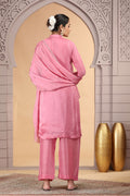 Pink Satin Silk Indian Suit with Chiffon Dupatta – Women’s Salwar Kameez SOU