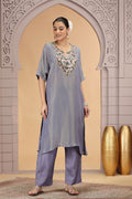 Grey Embroidered Organza Salwar – Stylish Ethnic Wear for Women SOU