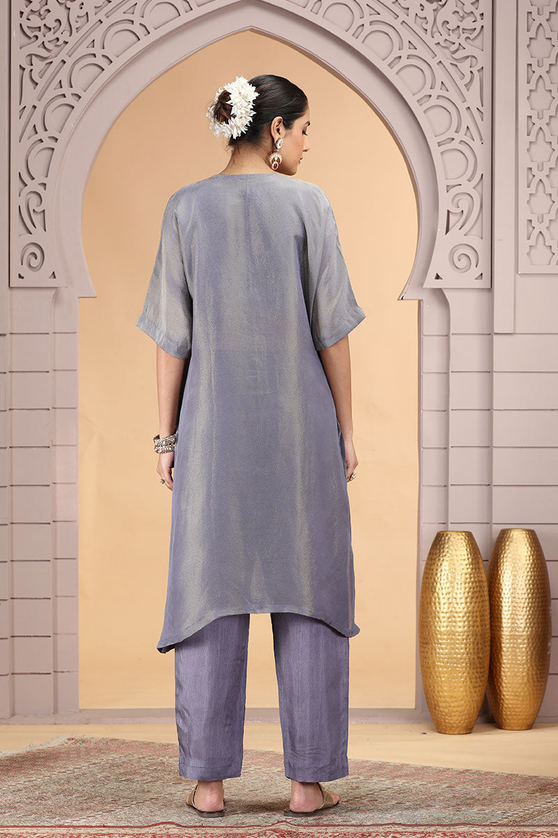 Grey Embroidered Organza Salwar – Stylish Ethnic Wear for Women SOU
