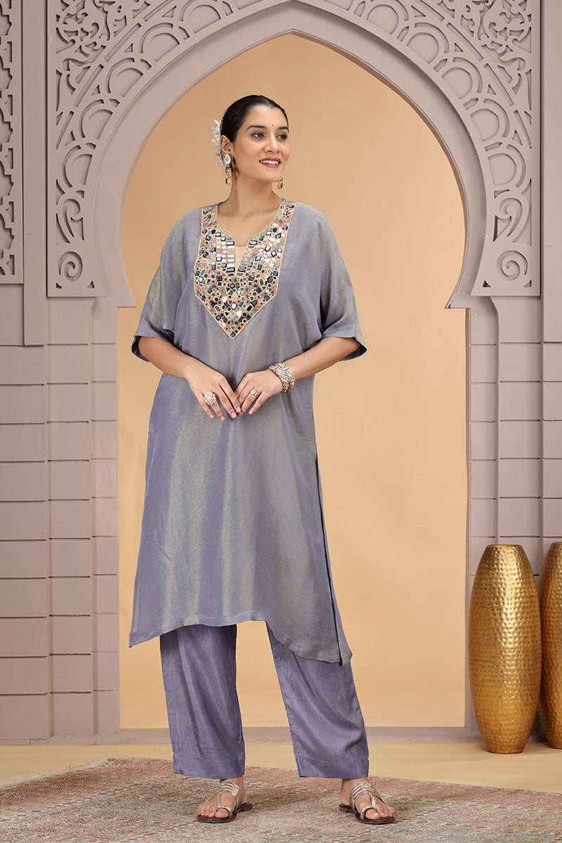 Grey Embroidered Organza Salwar – Stylish Ethnic Wear for Women SOU