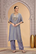 Grey Embroidered Organza Salwar – Stylish Ethnic Wear for Women SOU