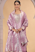 Pastel Pink Indian Organza Churidar Suit with Dupatta – Women’s Ethnic Wear SOU