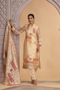Gold Ethnic Churidar Suit with Floral Dupatta – Women’s Indian Outfit SOU
