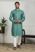 Sea Green Jacquard Kurta for Men – Festive & Formal Wear KSF