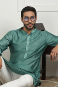 Sea Green Jacquard Kurta for Men – Festive & Formal Wear KSF