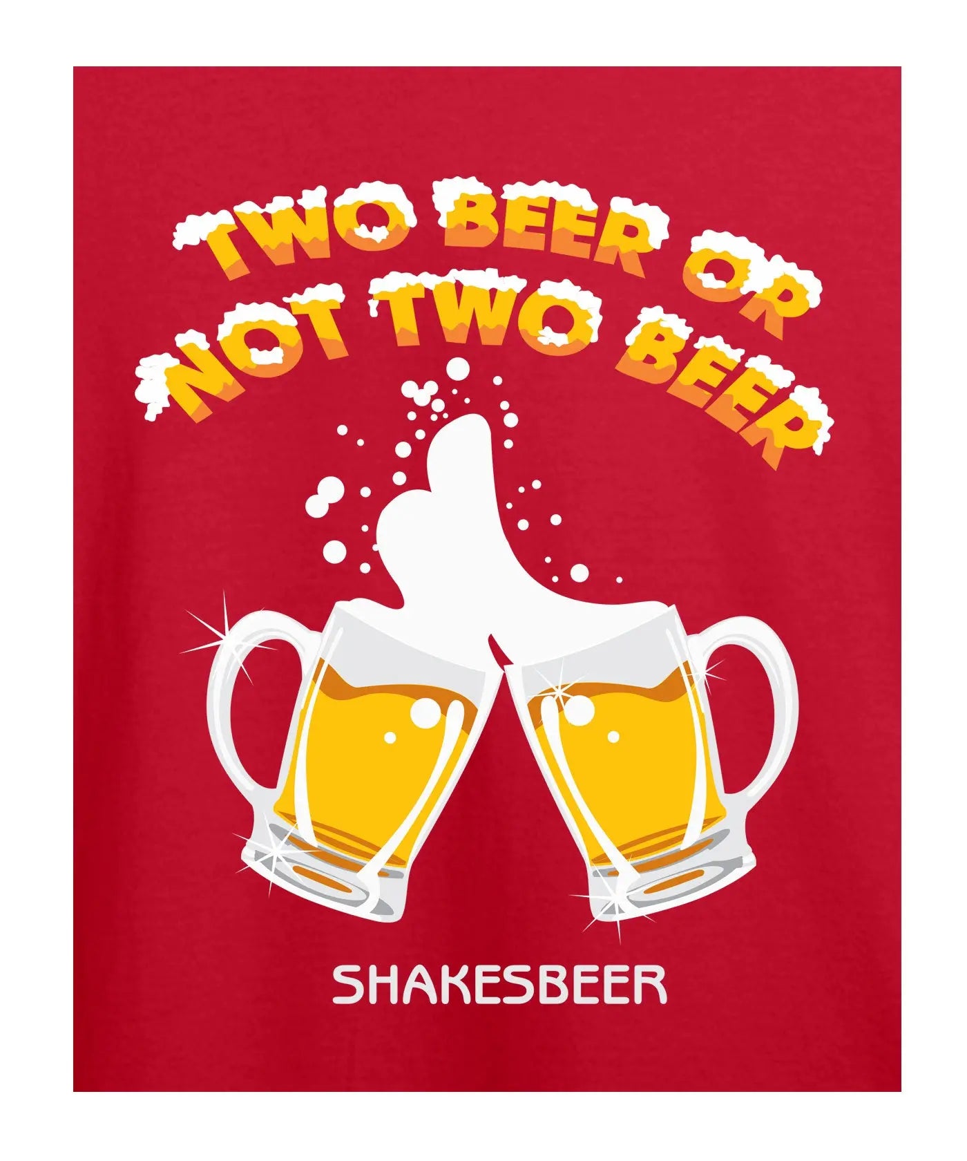 "Shakesbeer " Printed T-Shirt – Premium Round Neck - Red - 100% Cotton Offbeat