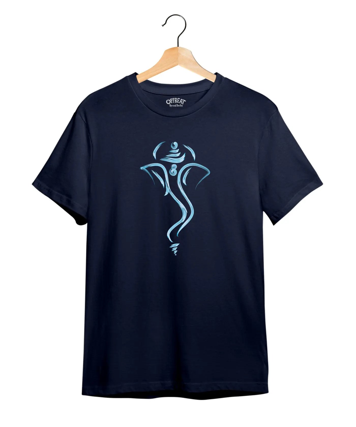 "Shri Varad Ganesha" Printed T-Shirt – Premium Round Neck - Navy Blue - 100% Cotton Offbeat